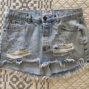 One Teaspoon high low relaxed denim skirt